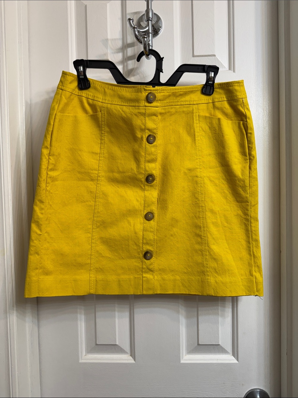 LOFT Bright Yellow Button-Front Mini Skirt